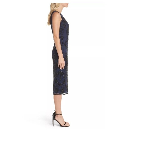 NWT Pisarro Nights Beaded Pencil‎ Dress Navy [ SZ 2 ] - Picture 4 of 7